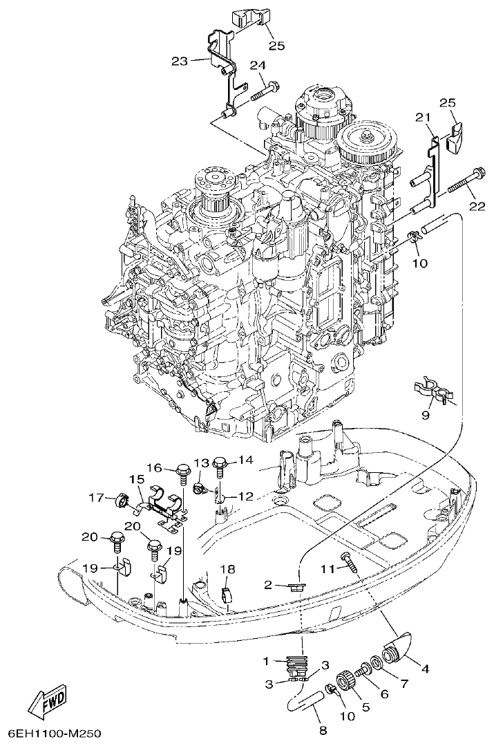 Yamaha 20 BOTTOM COWLING 3 parts diagram